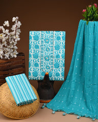 PREMIUM GOTA PATTI COTTON SUIT SET WITH CHIFFON DUPATTA(BSCOTGC88)