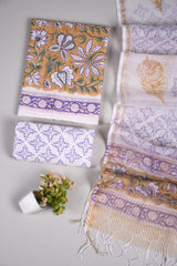 Premium Sanganeri Printed Cotton Suit With Kota Doria Duppta(BFCOTKD35)