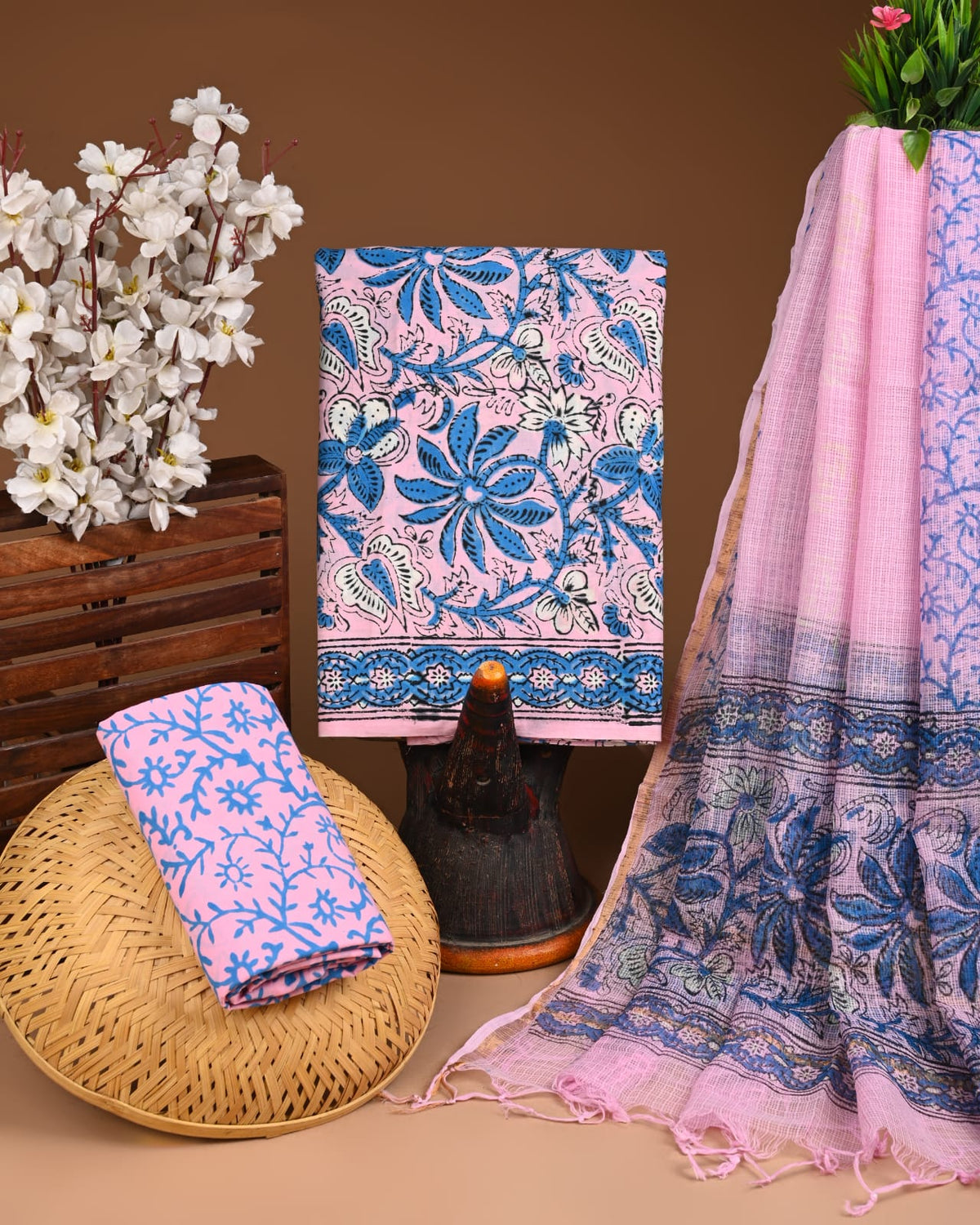 Premium Sanganeri Printed Cotton Suit With Kota Doria Dupatta