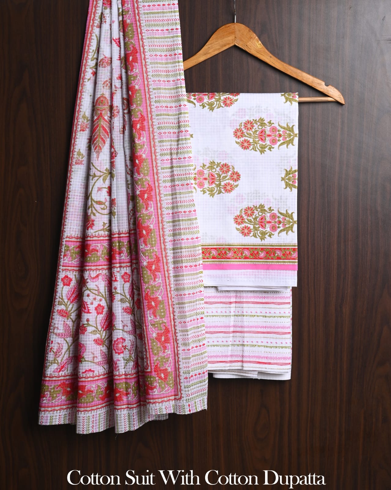 Exclusive Hand Block Cotton Suit With Cotton Dupatta(BFCOT157)