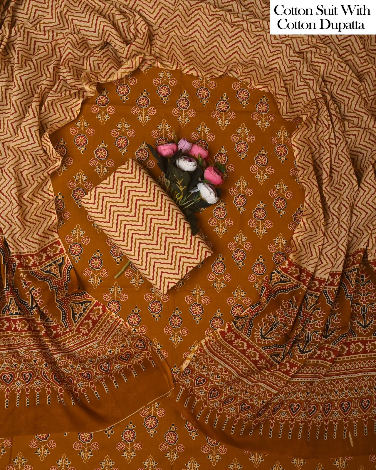 Exclusive Hand Block Cotton Suit With Cotton Dupatta