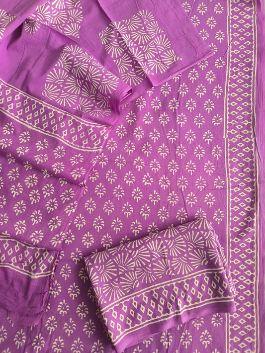 Exclusive Hand Block Cotton Suit With Cotton Dupatta (BFCOT37)