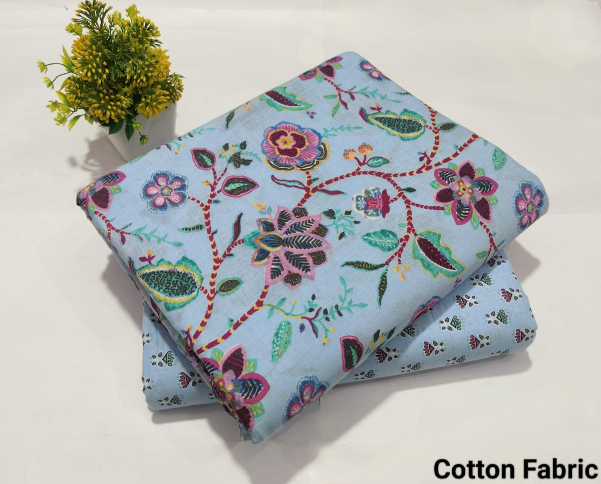 Premium Hand Block Printed Cotton Suit Top And Bottom Set (BFTB36)
