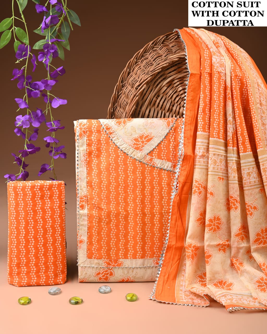 PREMIUM GOTA PATTI COTTON SUIT SET WITH COTTON DUPATTA(BFCOTGH108)