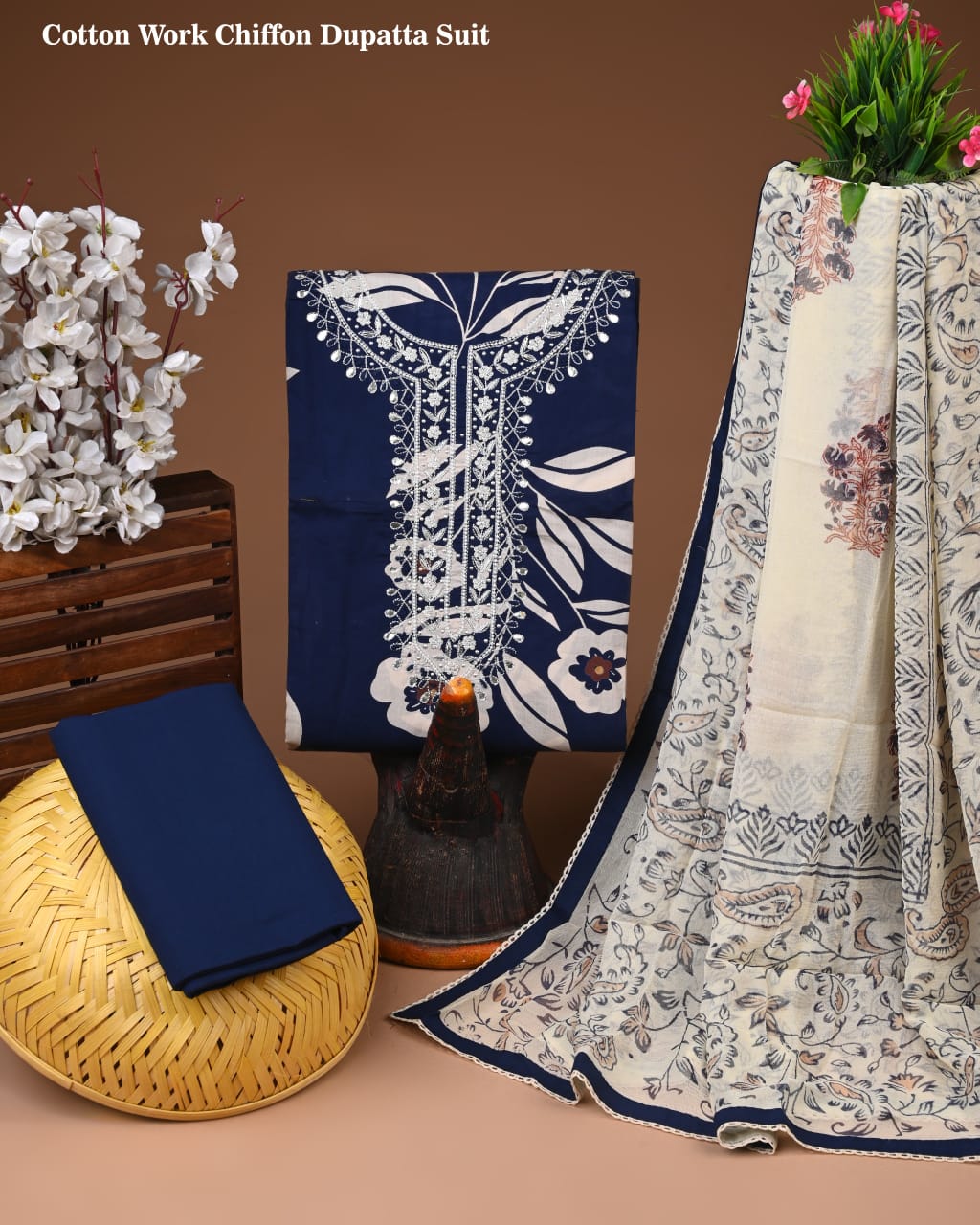 PREMIUM GOTA PATTI COTTON SUIT SET WITH CHIFFON DUPATTA(BSCOTGC85)