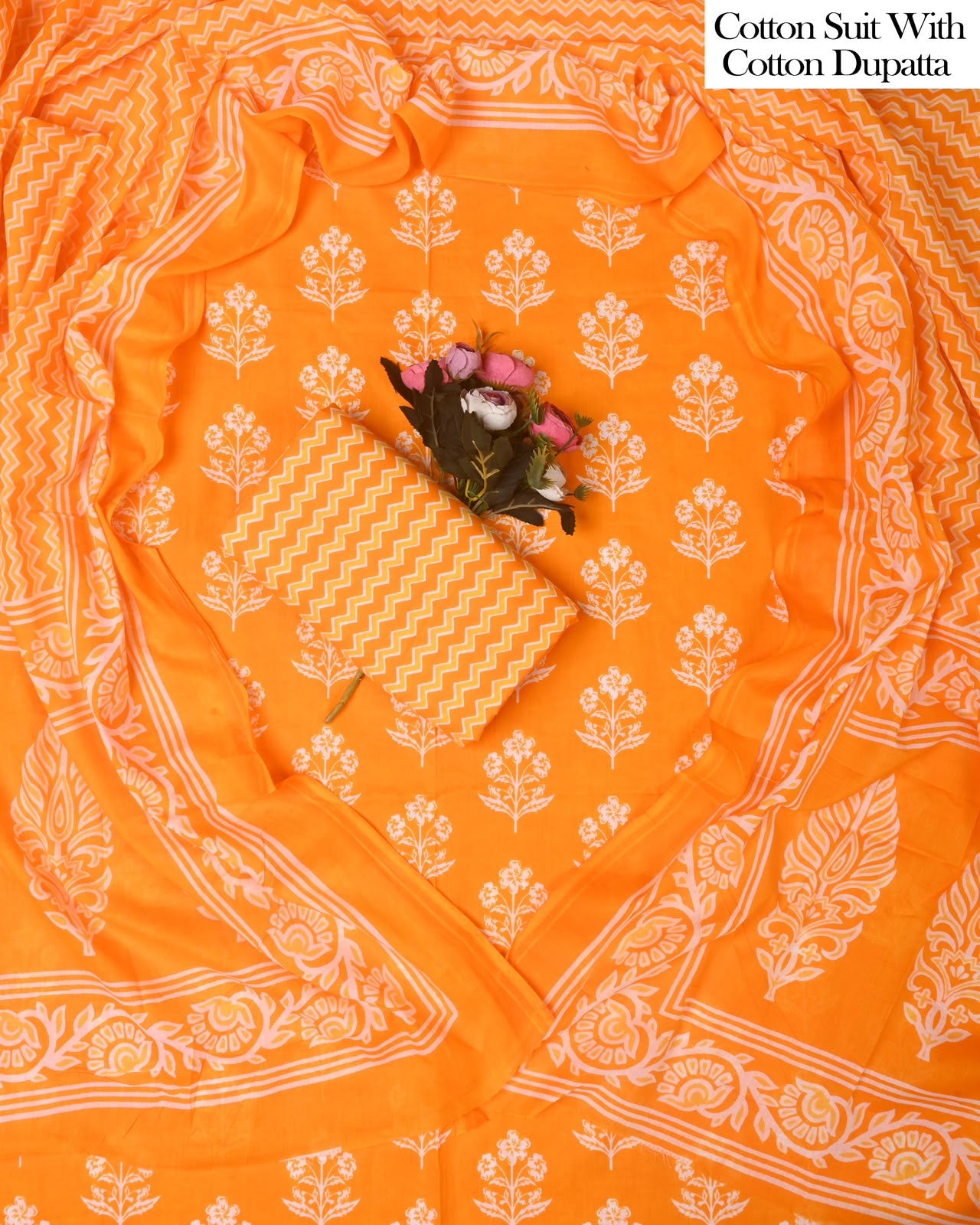 Exclusive Hand Block Cotton Suit With Cotton Dupatta(BFCOT140)