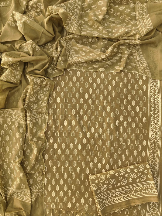Exclusive Hand Block Cotton Suit With Cotton Dupatta(BFCOT51)