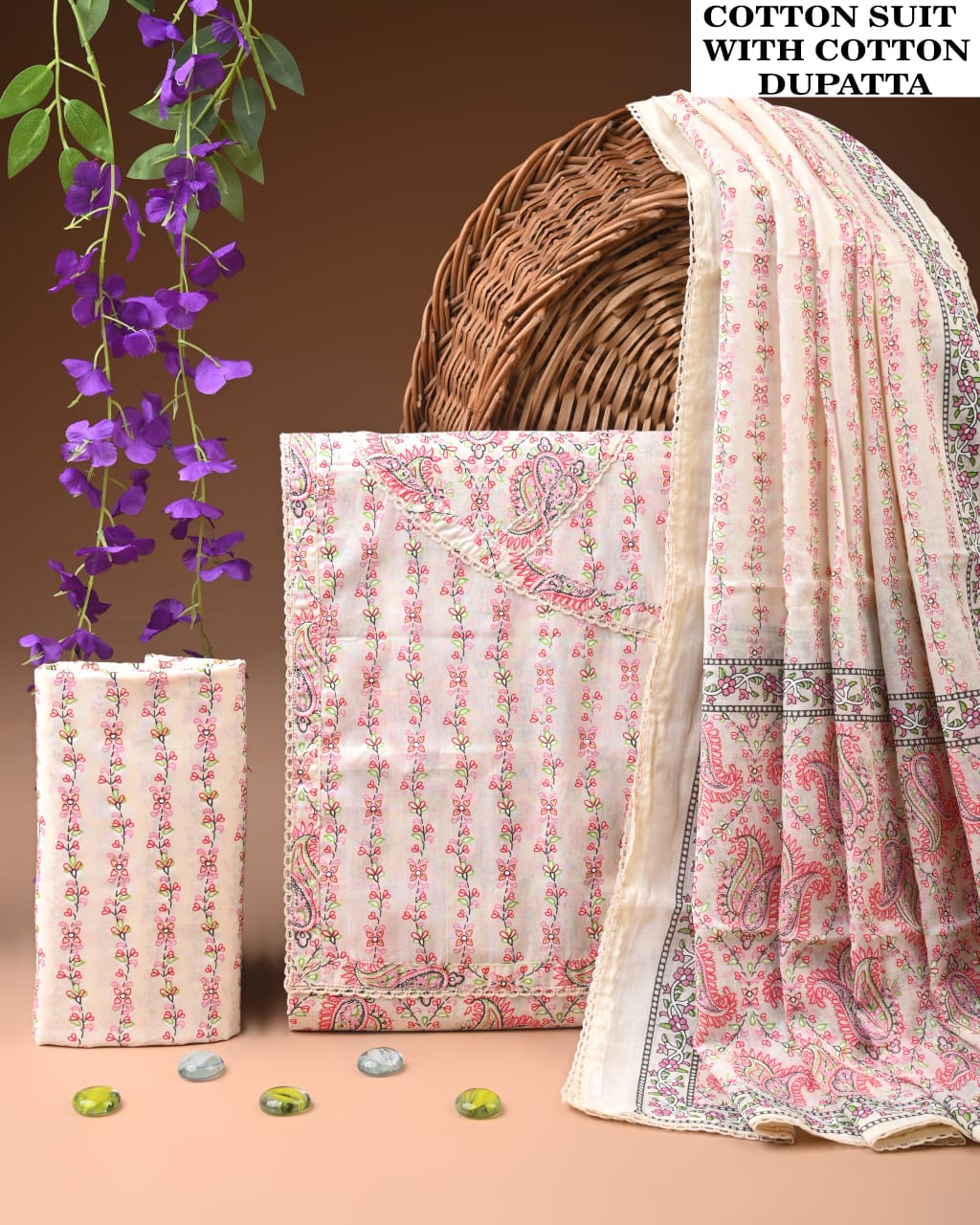 PREMIUM GOTA PATTI COTTON SUIT SET WITH COTTON DUPATTA(BFCOTGH109)