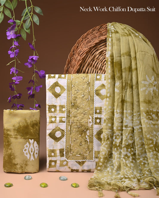 PREMIUM GOTA PATTI COTTON SUIT SET WITH CHIFFON DUPATTA