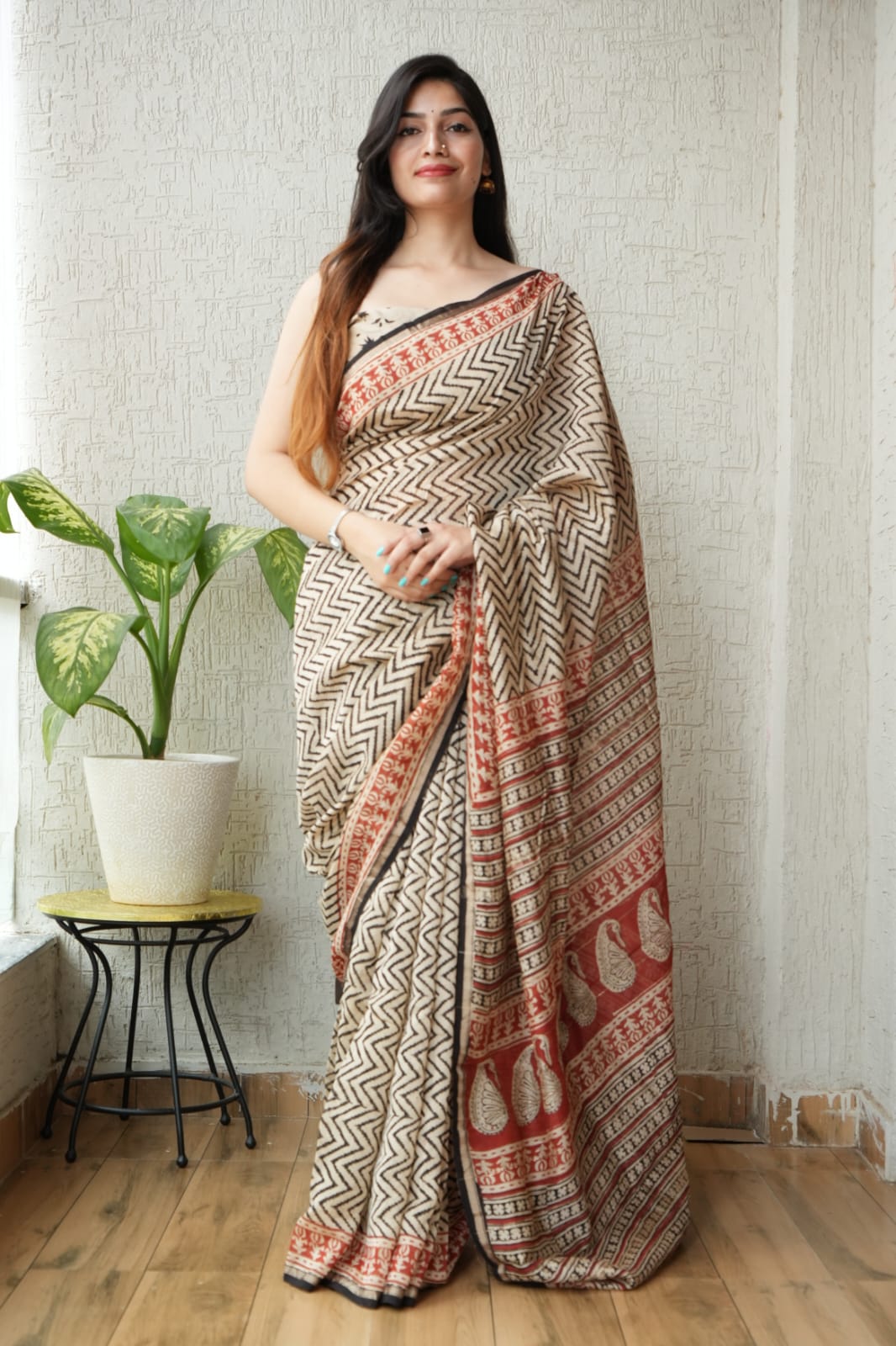 New Designer Hand Block Print Chanderi Silk Saree(BFCS13)