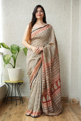 New Designer Hand Block Print Chanderi Silk Saree(BFCS13)