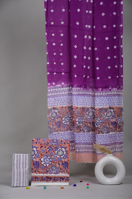 Exclusive Hand Block Cotton Suit With Cotton Dupatta(BFCOT18)