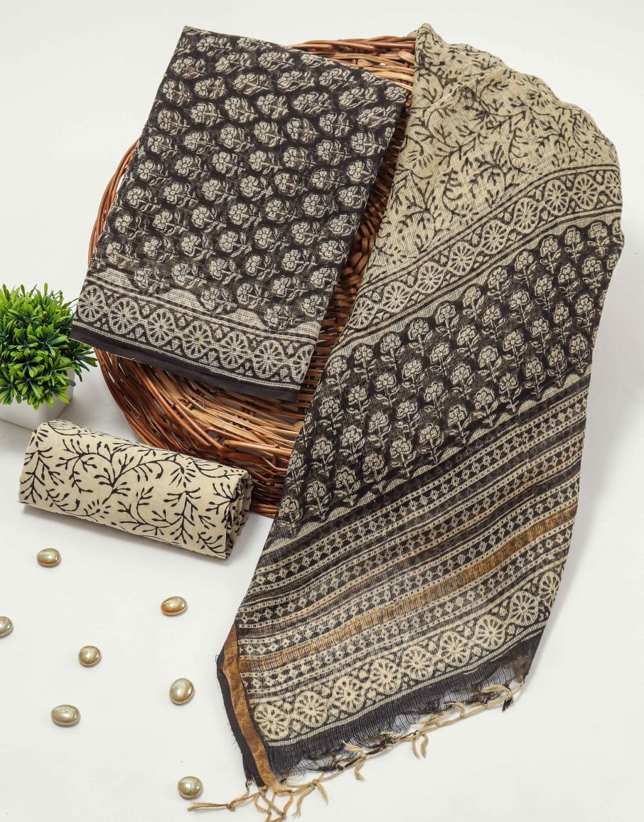 Premium Sanganeri Printed kota Suit With Kota Doria Duppta(BFFKO27)