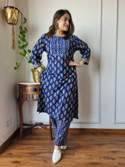 New Exclusive Hand  block printed Stitched Cotton  Kurtis with Pant