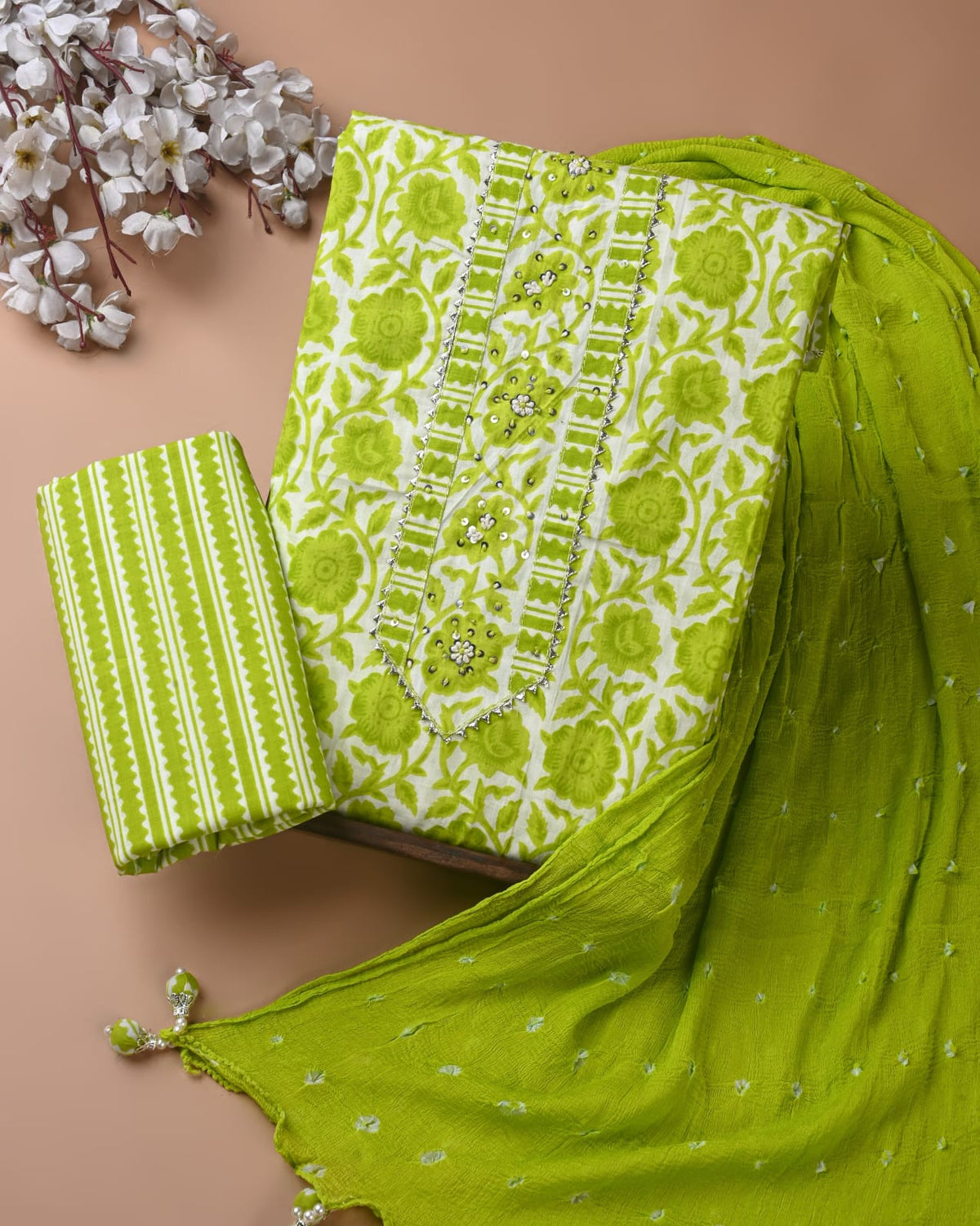 PREMIUM GOTA PATTI COTTON SUIT SET WITH CHIFFON DUPATTA(BSCOTGC21)