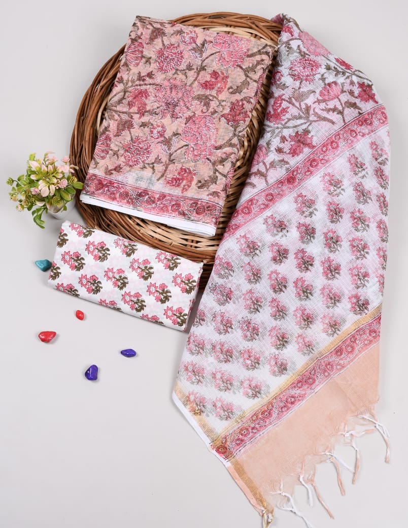 Premium Sanganeri Printed kota Suit With Kota Doria Duppta(BFFKO32)
