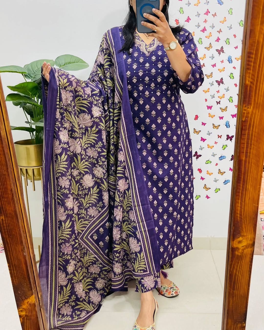 *🌹🌹Pure fine Cotton fabric Embroidery Work Kurti with Pant with cotton 100-100 Dupatta*🌹🌹