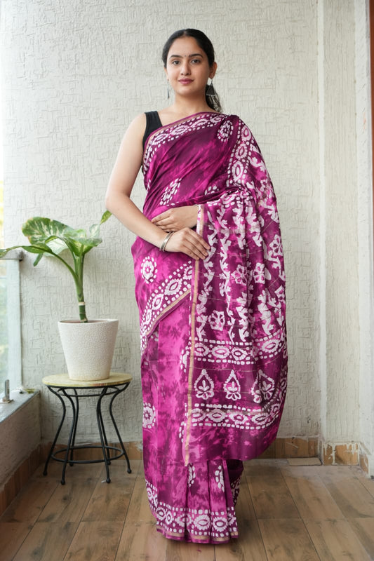 New Designer Hand Block Print Chanderi Silk Saree(BFCS44)