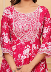 Beautiful ANARKALI KURTA with heavy  embroidery  work  on yoke along with pants with duppata