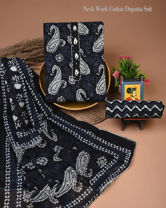 PREMIUM GOTA PATTI COTTON SUIT SET WITH COTTON DUPATTA(BFCOTGP01)