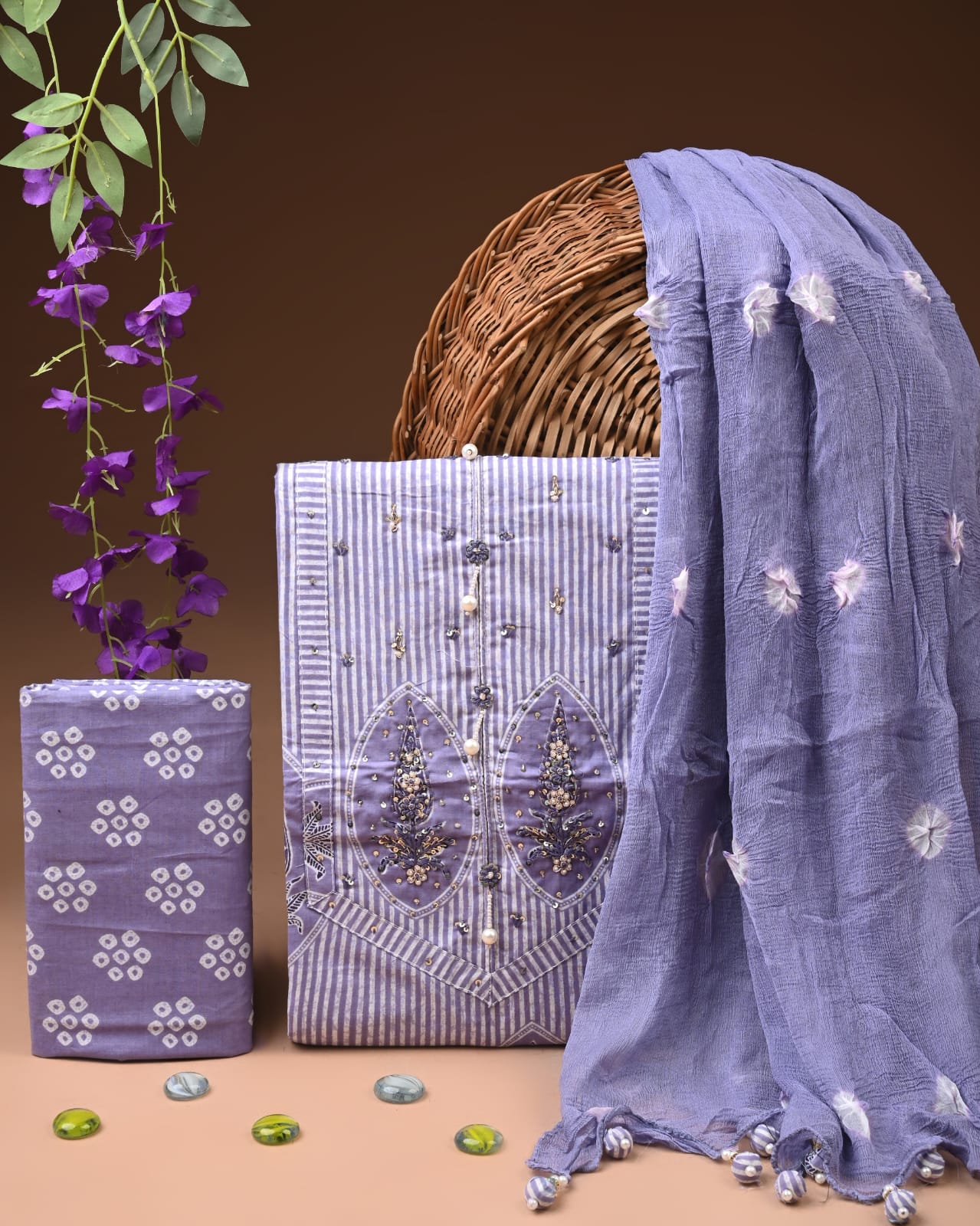 PREMIUM GOTA PATTI COTTON SUIT SET WITH CHIFFON DUPATTA