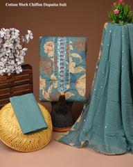 PREMIUM GOTA PATTI COTTON SUIT SET WITH CHIFFON DUPATTA(BSCOTGC60)
