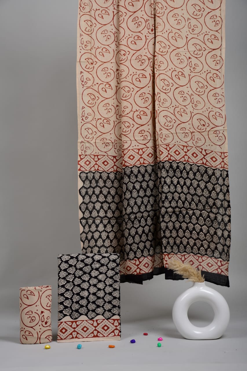 Exclusive Hand Block Cotton Suit With Cotton Dupatta