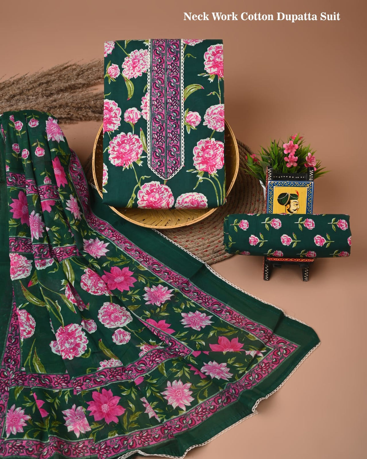 PREMIUM GOTA PATTI COTTON SUIT SET WITH COTTON DUPATTA(BFCOTGH101)
