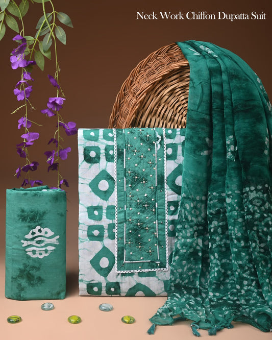 PREMIUM GOTA PATTI COTTON SUIT SET WITH CHIFFON DUPATTA