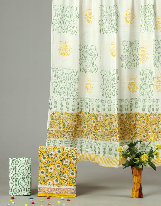 Exclusive Hand Block Cotton Suit With Cotton Dupatta(BFCOT49)