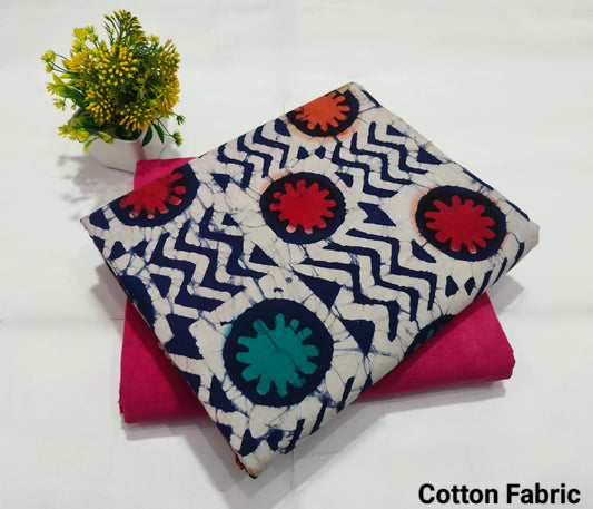 Multicolor Geometric Batik Cotton Fabric – Designer Kurti Material (BFTB75)