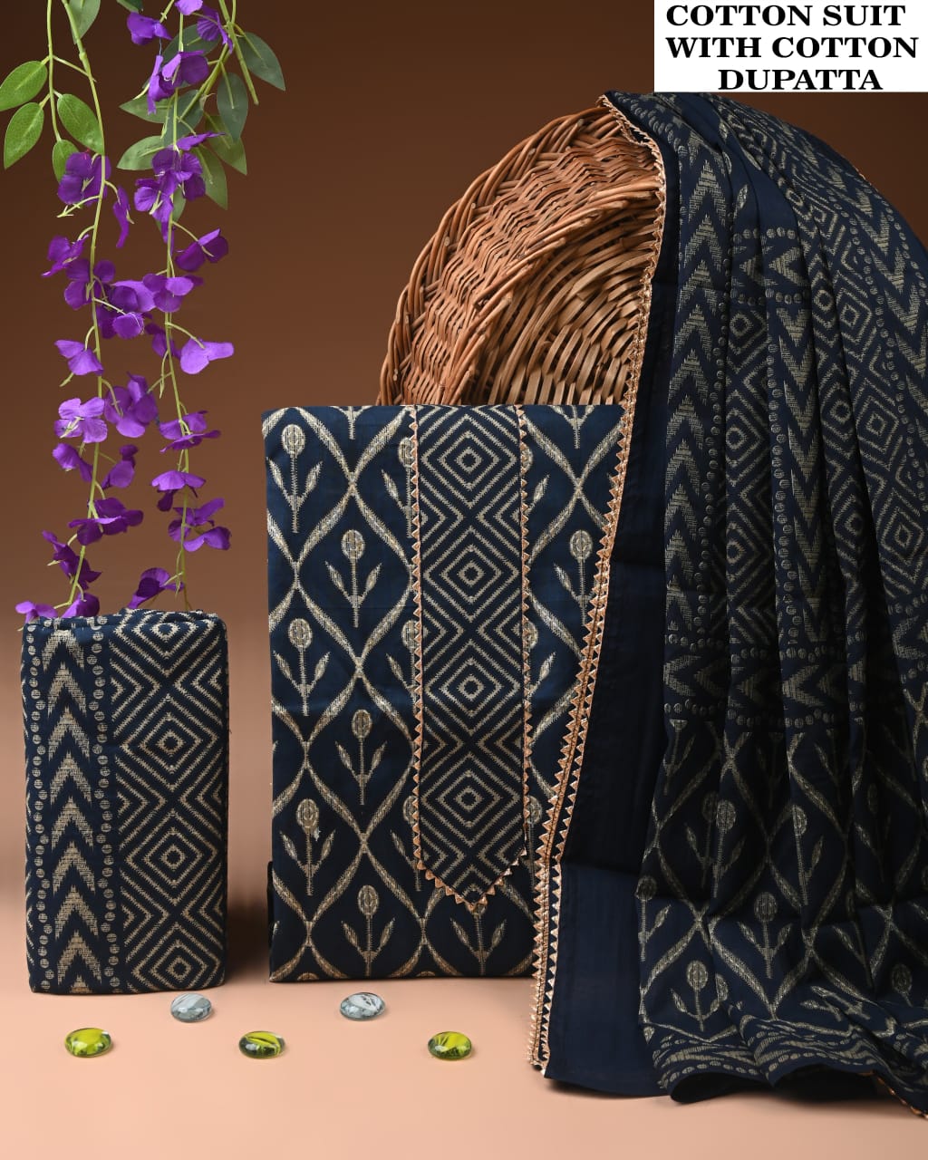 PREMIUM GOTA PATTI COTTON SUIT SET WITH COTTON DUPATTA(BFCOTGH111)