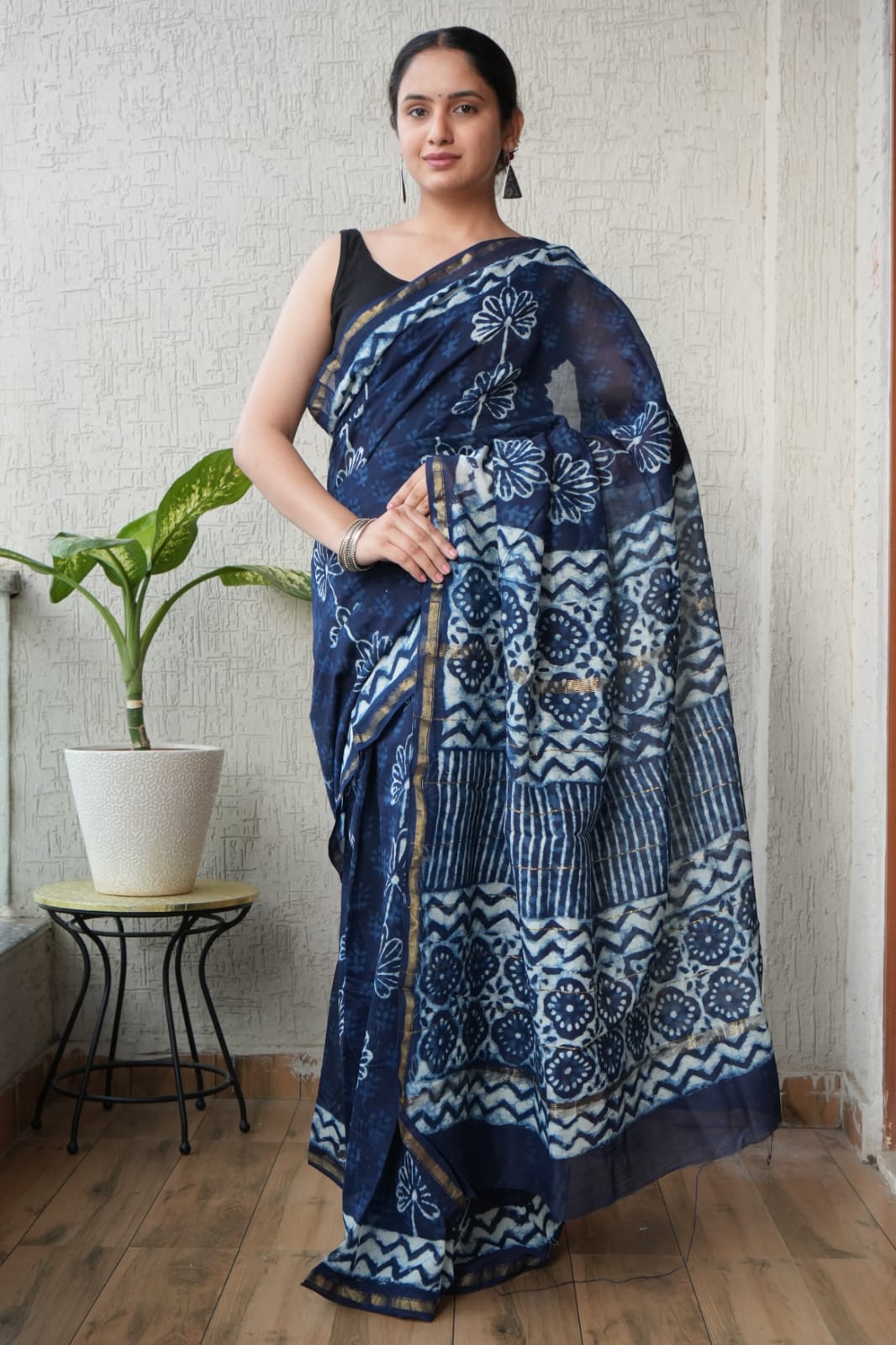New Designer Hand Block Print Chanderi Silk Saree(BFCS67)