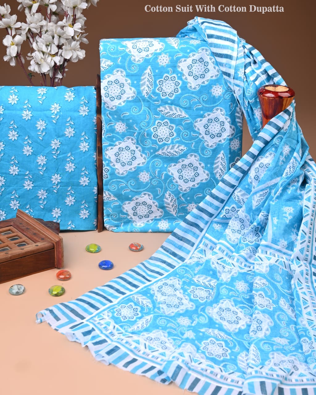 Exclusive Hand Block Cotton Suit With Cotton Dupatta