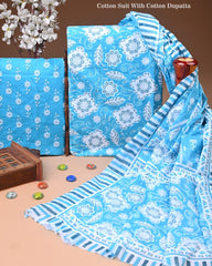 Exclusive Hand Block Cotton Suit With Cotton Dupatta