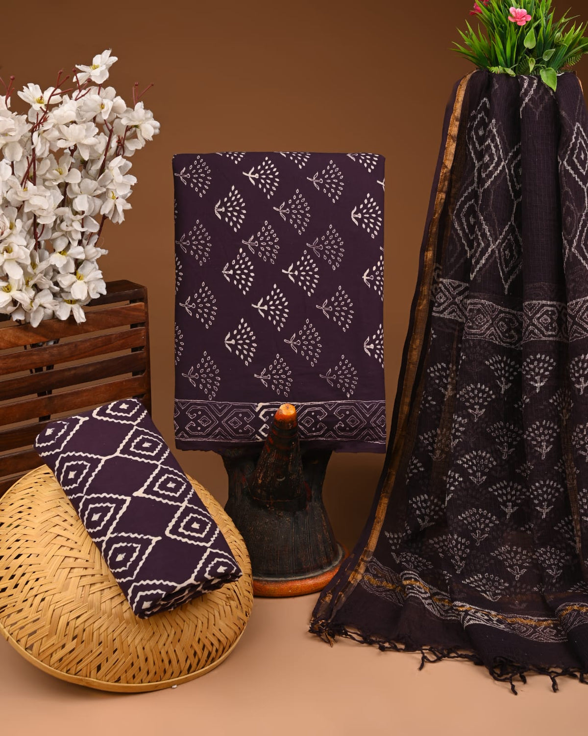 Premium Sanganeri Printed Cotton Suit With Kota Doria Dupatta