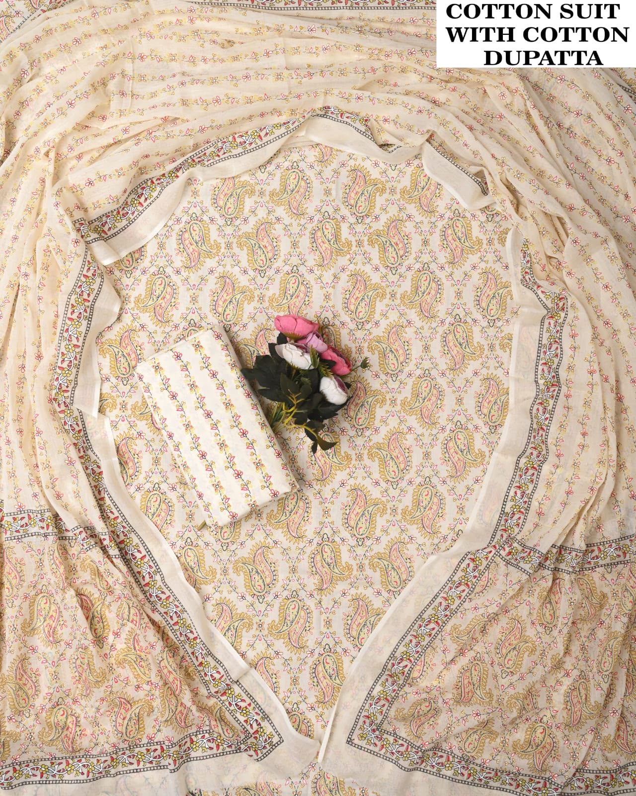 Exclusive Hand Block Cotton Suit With Cotton Dupatta(BFCOT169)