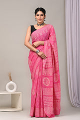 Traditional Authentic Hand Block Printed Pure Organic Cotton Sarees With matching Blouse