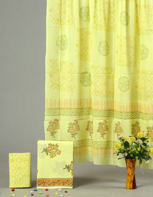 Exclusive Hand Block Cotton Suit With Cotton Dupatta (BFCOT86)