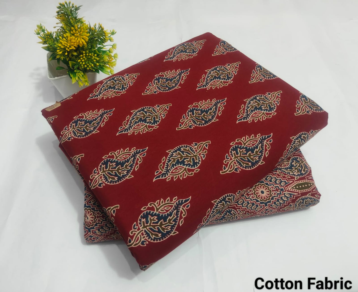 Maroon Ajrakh Cotton Fabric (BFTB117)