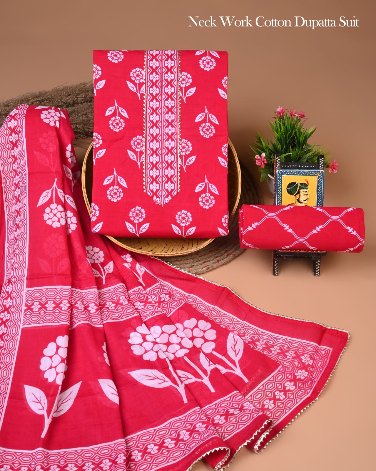 PREMIUM GOTA PATTI COTTON SUIT SET WITH COTTON DUPATTA(BFCOTGP50)