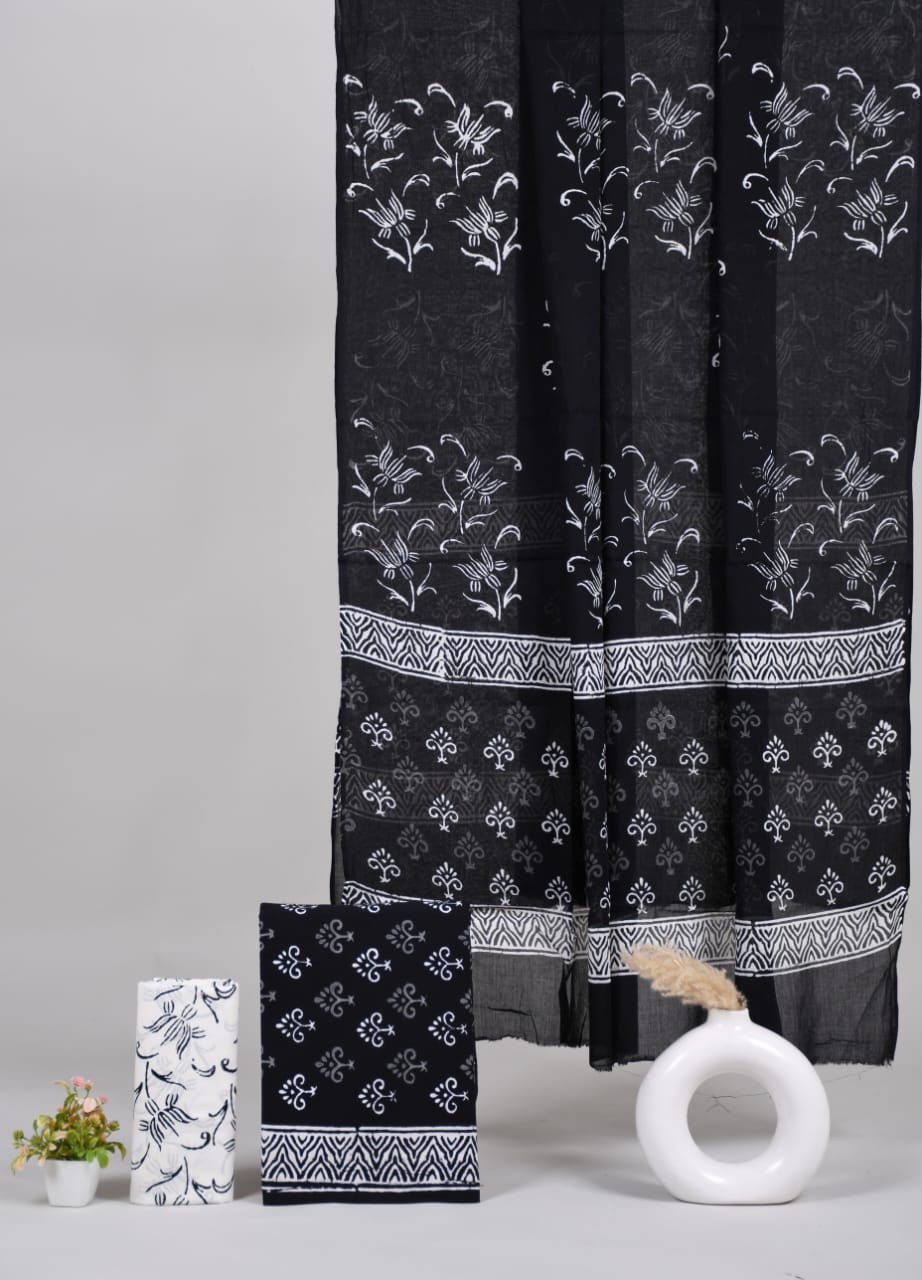 Exclusive Hand Block Cotton Suit With Cotton Dupatta
