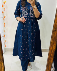 *We are here to spread some magic to your ethnic Heavy Cotton*

*🌹🌹Pure fine Cotton fabric Embroidery Work Kurti with Pant with cotton 100-100*🌹