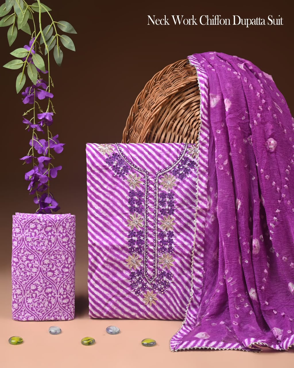 PREMIUM GOTA PATTI COTTON SUIT SET WITH CHIFFON DUPATTA
