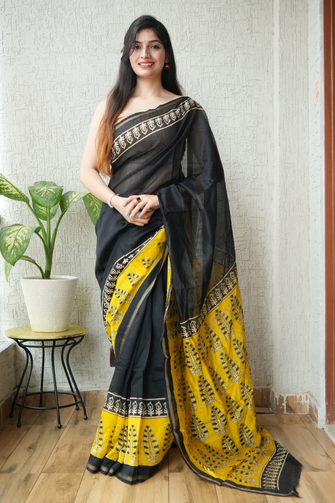 New Designer Hand Block Print Chanderi Silk Saree(BFCS11)