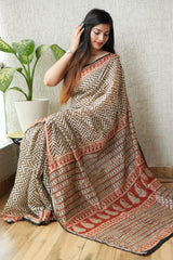 New Designer Hand Block Print Chanderi Silk Saree(BFCS58)