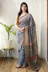 New Designer Hand Block Print Chanderi Silk Saree(BFCS35)