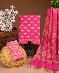 Premium Sanganeri Printed Cotton Suit With Kota Doria Dupatta