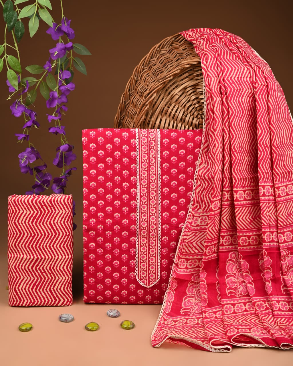 PREMIUM GOTA PATTI COTTON SUIT SET WITH COTTON DUPATTA