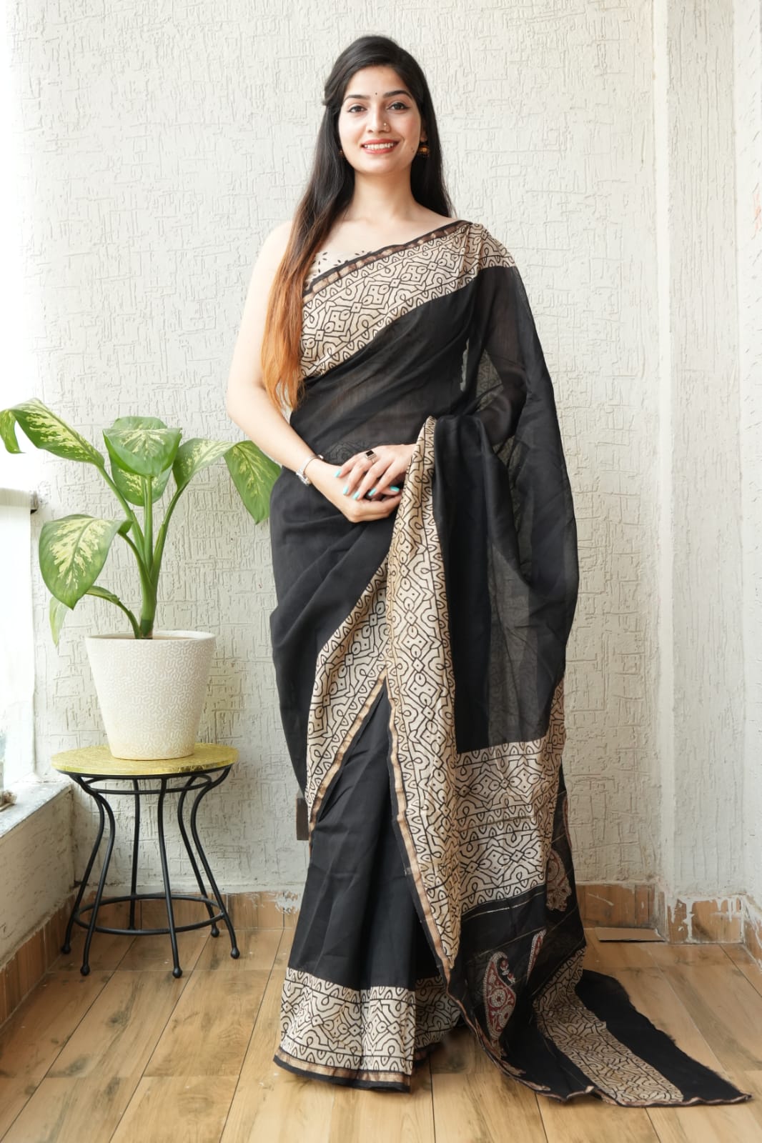 New Designer Hand Block Print Chanderi Silk Saree(BFCS05)